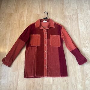 Red Corduroy Shacket Top
